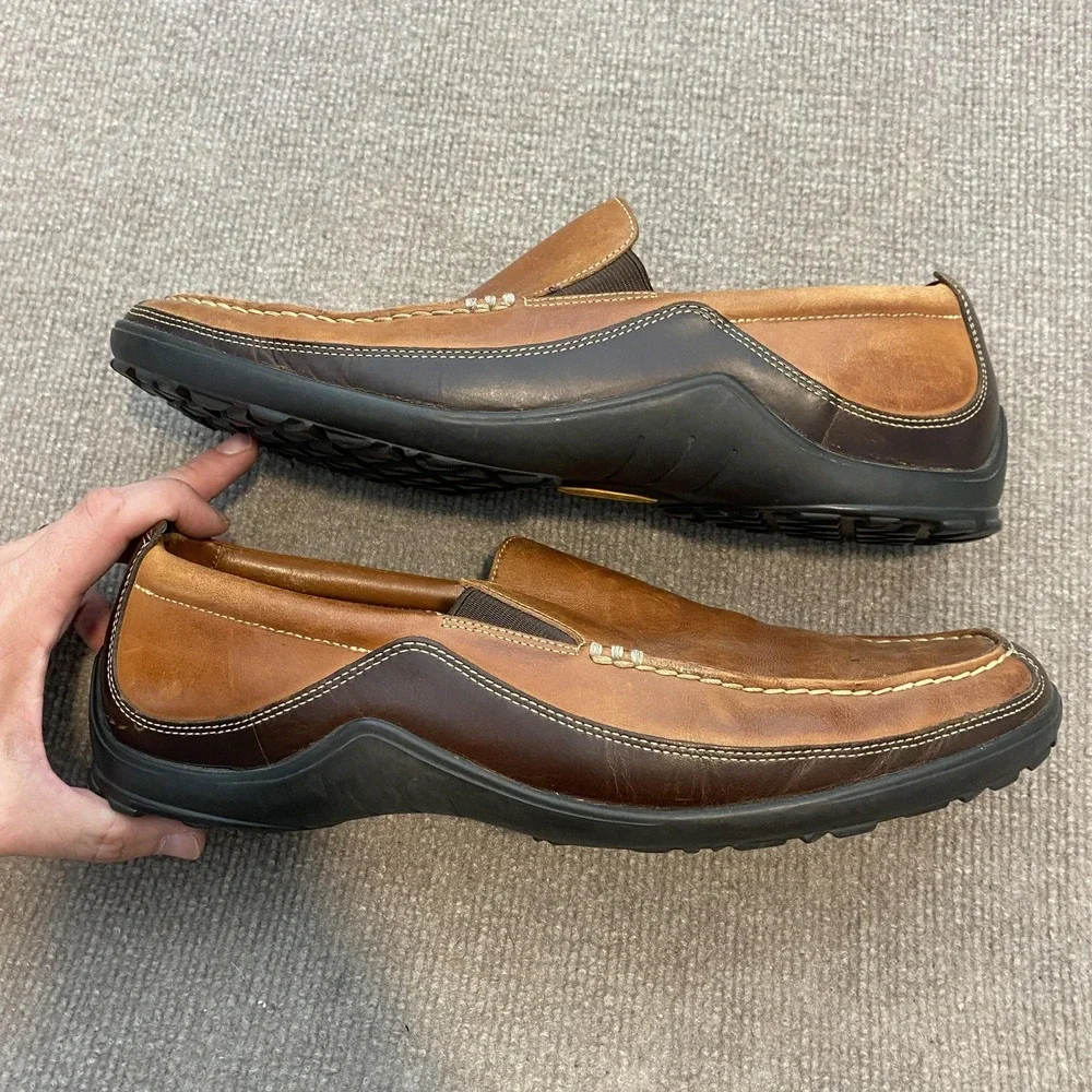 Cole Haan Shoes Mens Size 13 Brown Leather Slip On Casual Loafers Vibram C03559